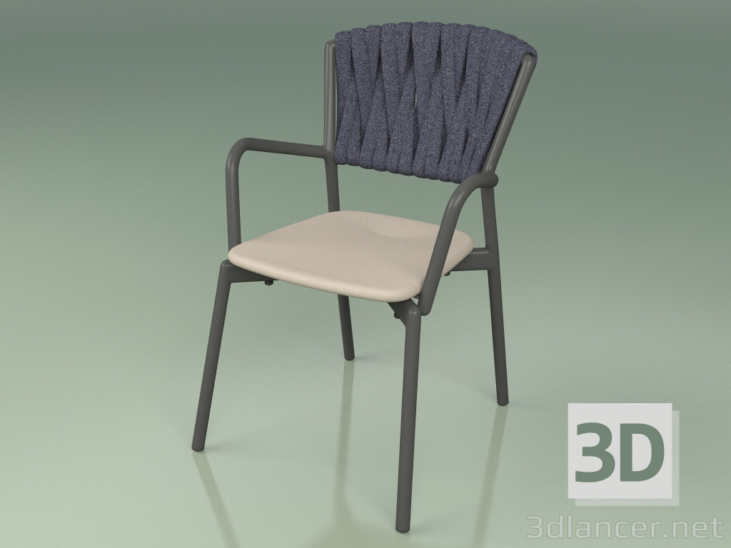 3d model Silla 221 (Ahumado metálico, topo de resina de poliuretano, cinturón acolchado gris-azul) - vista previa