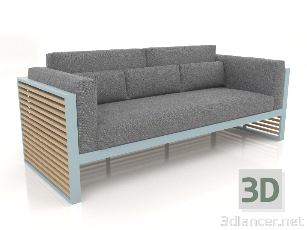 3d model Sofá de 3 plazas con respaldo alto (Gris azul) - vista previa