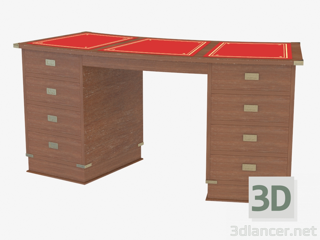 modèle 3D Bureau avec inserts ronds dans le plan de travail - preview