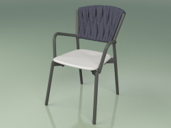 Chaise 221 (Metal Smoke, Polyuréthane Résine Gris, Ceinture Rembourrée Gris-Bleu)