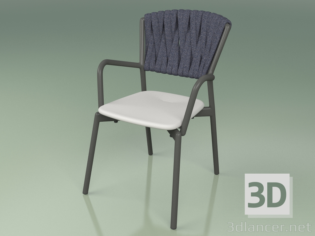 3d model Silla 221 (Ahumado metálico, resina de poliuretano gris, cinturón acolchado gris-azul) - vista previa