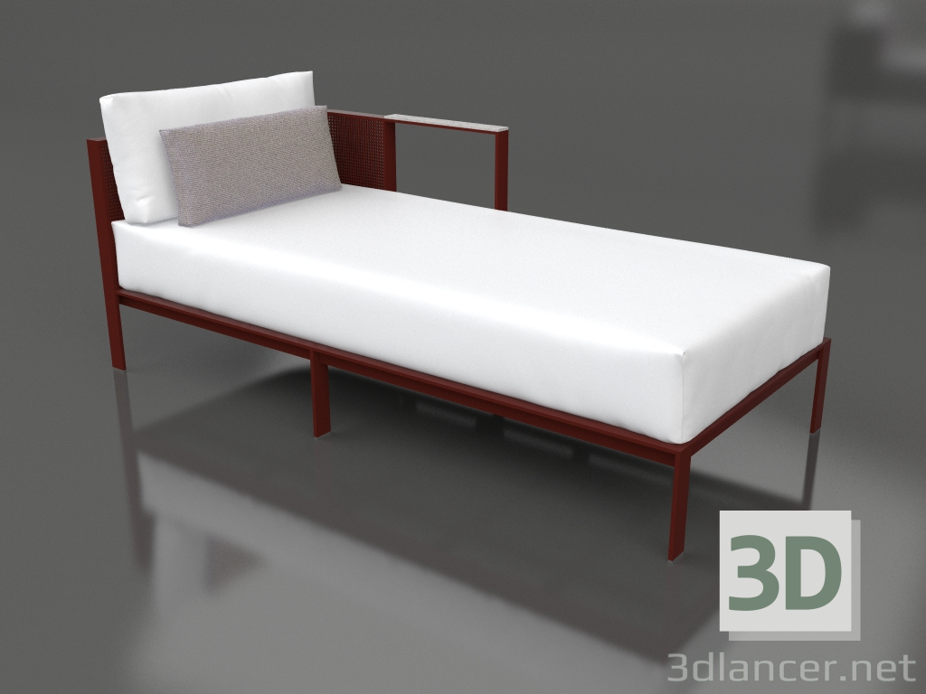 3d model Sofa module, section 2 right (Wine red) - preview