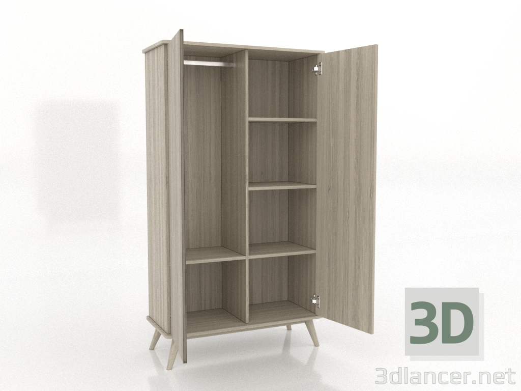 modèle 3D Armoire 4 1000x450x1800 mm (ouverte, chêne éclairci) - preview modèle 3D Armoire 4 1000x450x1800 mm (ouverte, chêne éclairci) - preview