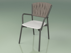 Chaise 221 (Fumée Métal, Résine Polyuréthane Gris, Ceinture Rembourrée Gris-Sable)