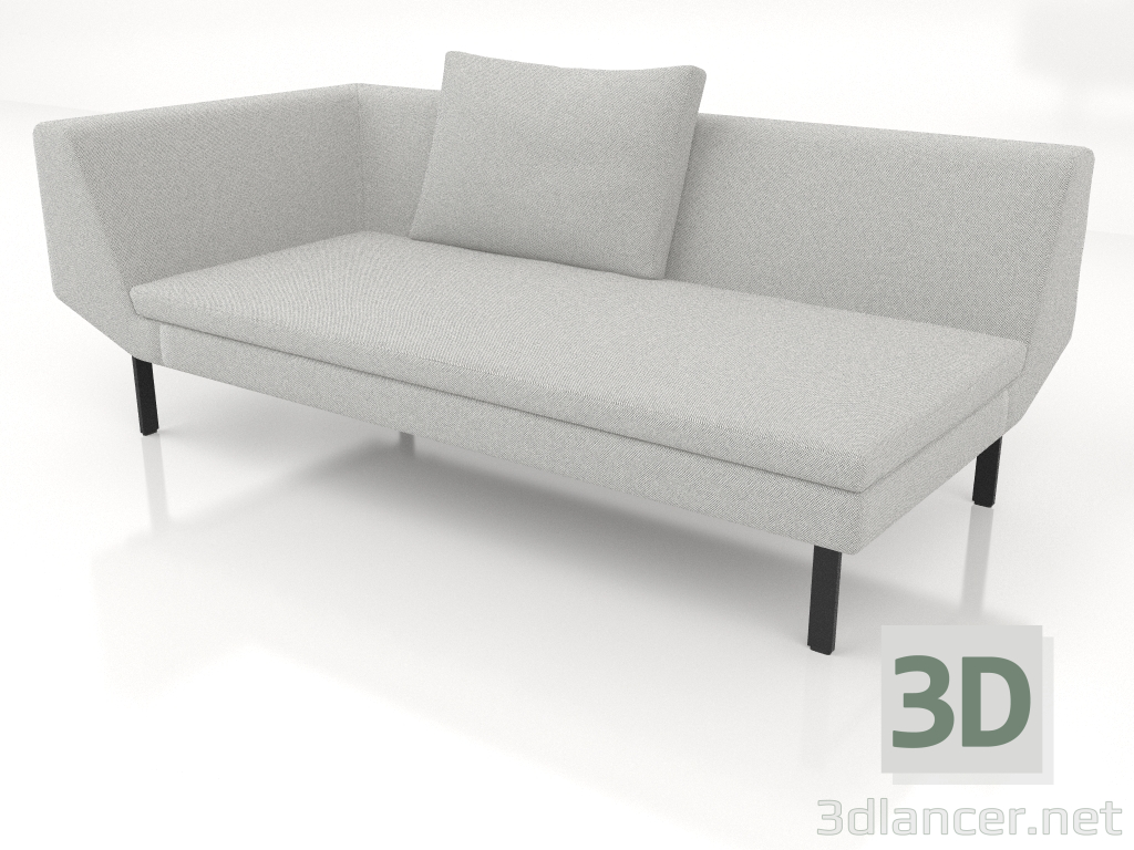 3d model End sofa module 186 with an armrest on the left (metal legs) - preview