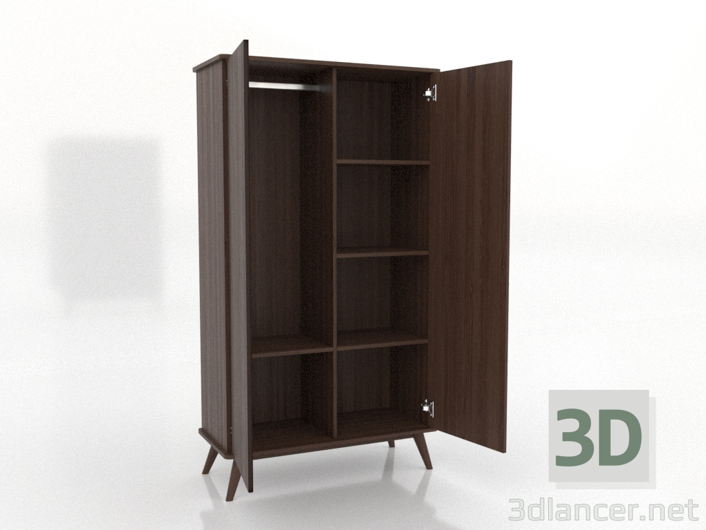 3d model Cabinet 4 1000x450x1800 mm (open, dark walnut) - preview 3d model Cabinet 4 1000x450x1800 mm (open, dark walnut) - preview