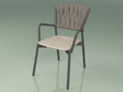 Chaise 221 (Fumée Métal, Mole Résine Polyuréthane, Ceinture Rembourrée Gris-Sable)