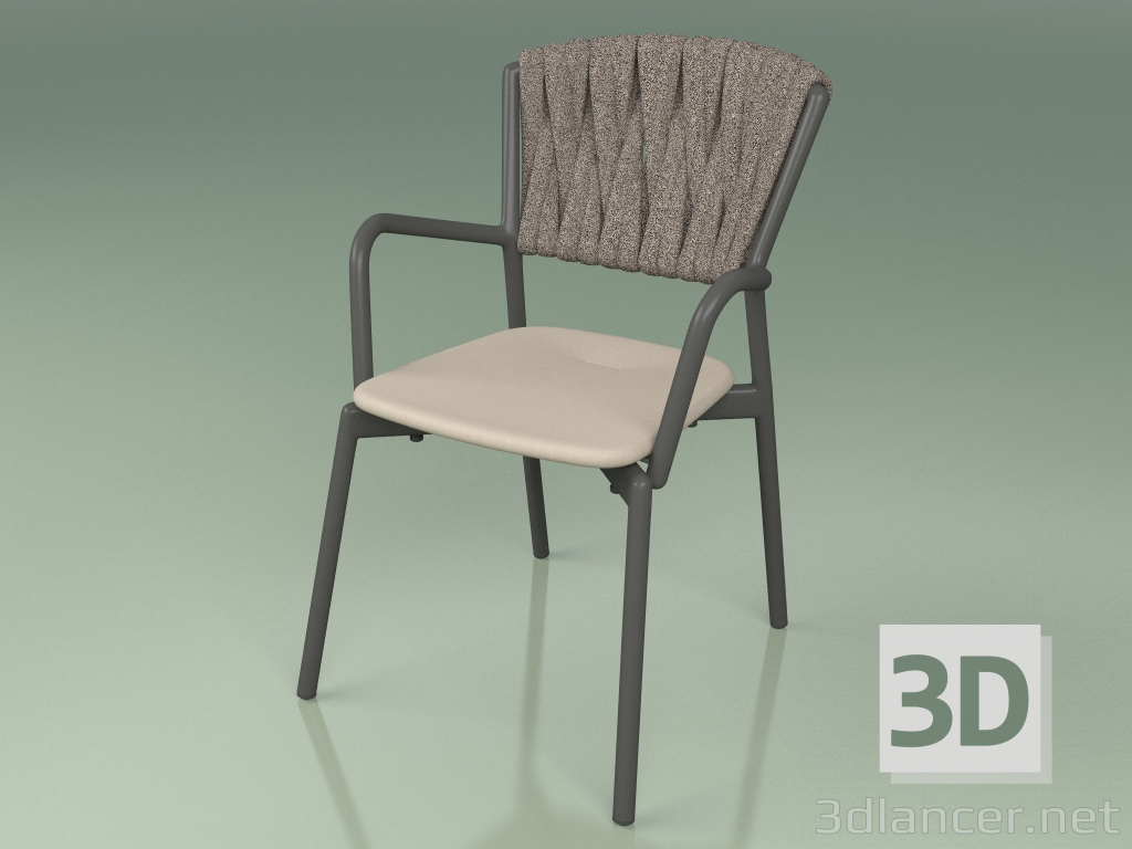 modèle 3D Chaise 221 (Fumée Métal, Mole Résine Polyuréthane, Ceinture Rembourrée Gris-Sable) - preview