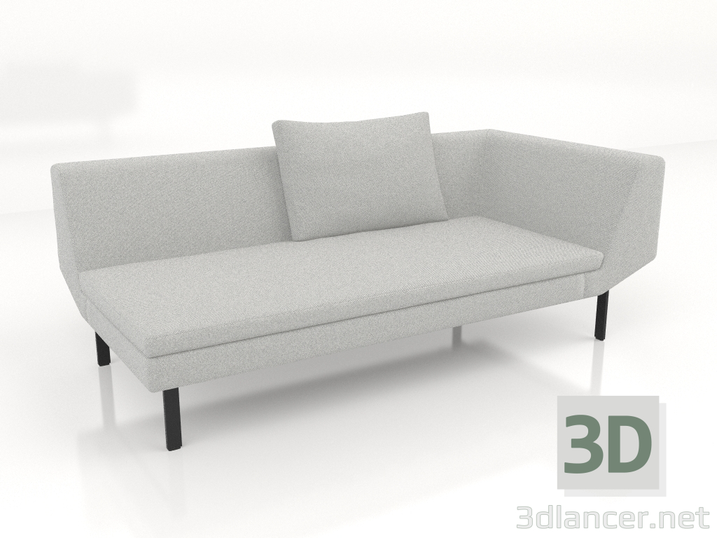 3d model End sofa module 186 with an armrest on the right (metal legs) - preview