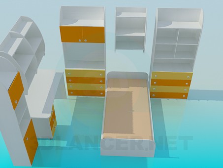 3d model Muebles de dormitorio de niño - vista previa