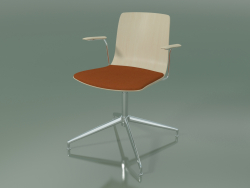 Chair 5910 (4 legs, swivel, with armrests, with seat cushion, white birch)