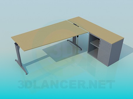 3d model A desk with a cabinet - preview