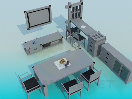 3d model Muebles de la sala - vista previa