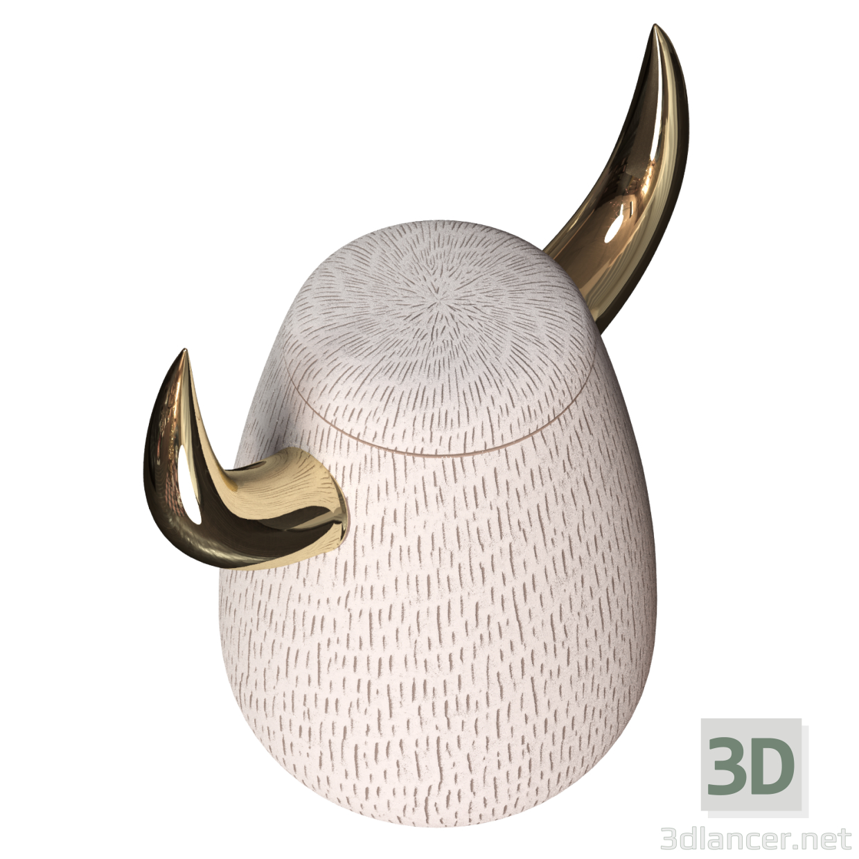 3d Ваза Bull Rough Cashmere and Glossy Gold Horn модель купить - ракурс