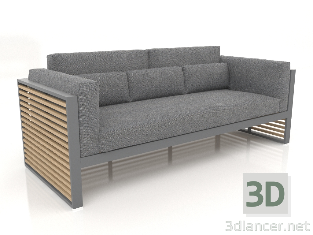 3d model 3-seater sofa with a high back (Anthracite) - preview