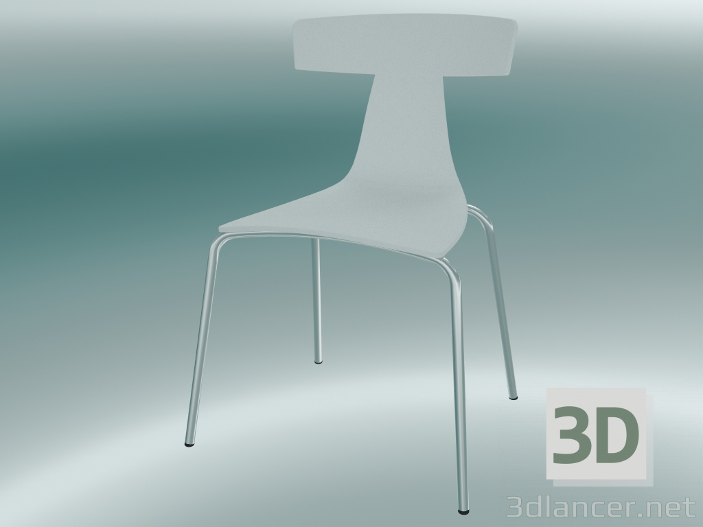 3d модель Стул стекируемый REMO plastic chair (1417-20, plastic white, chrome) – превью