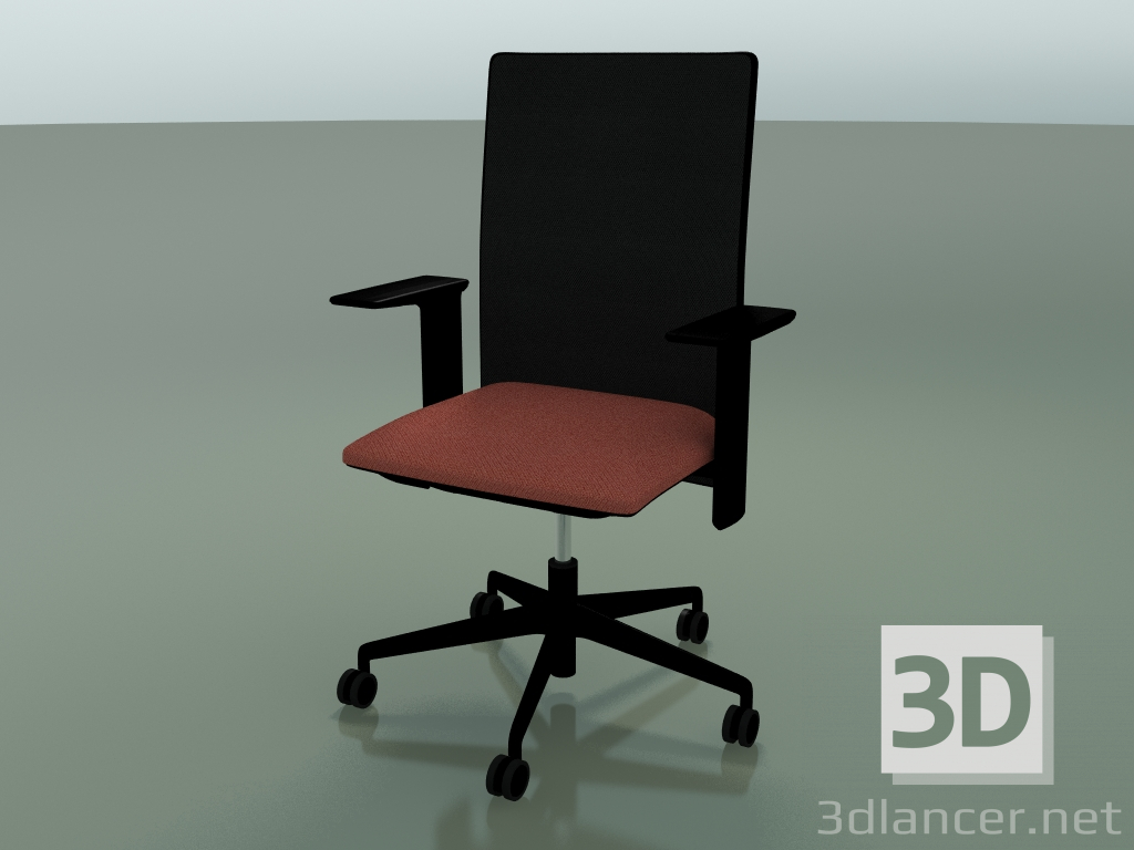 modèle 3D Chaise à dossier haut 6502 (5 roulettes, avec filet, accoudoir 3D standard réglable, V39) - preview