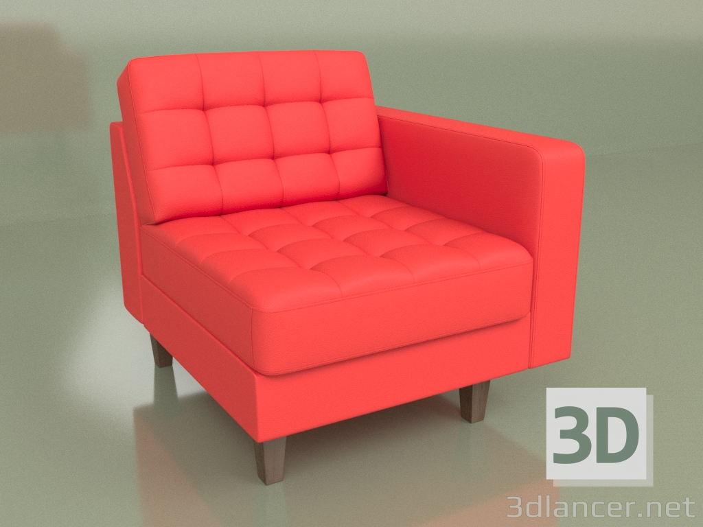 Modelo 3d Seção única esquerda Cosmo (couro vermelho) - preview