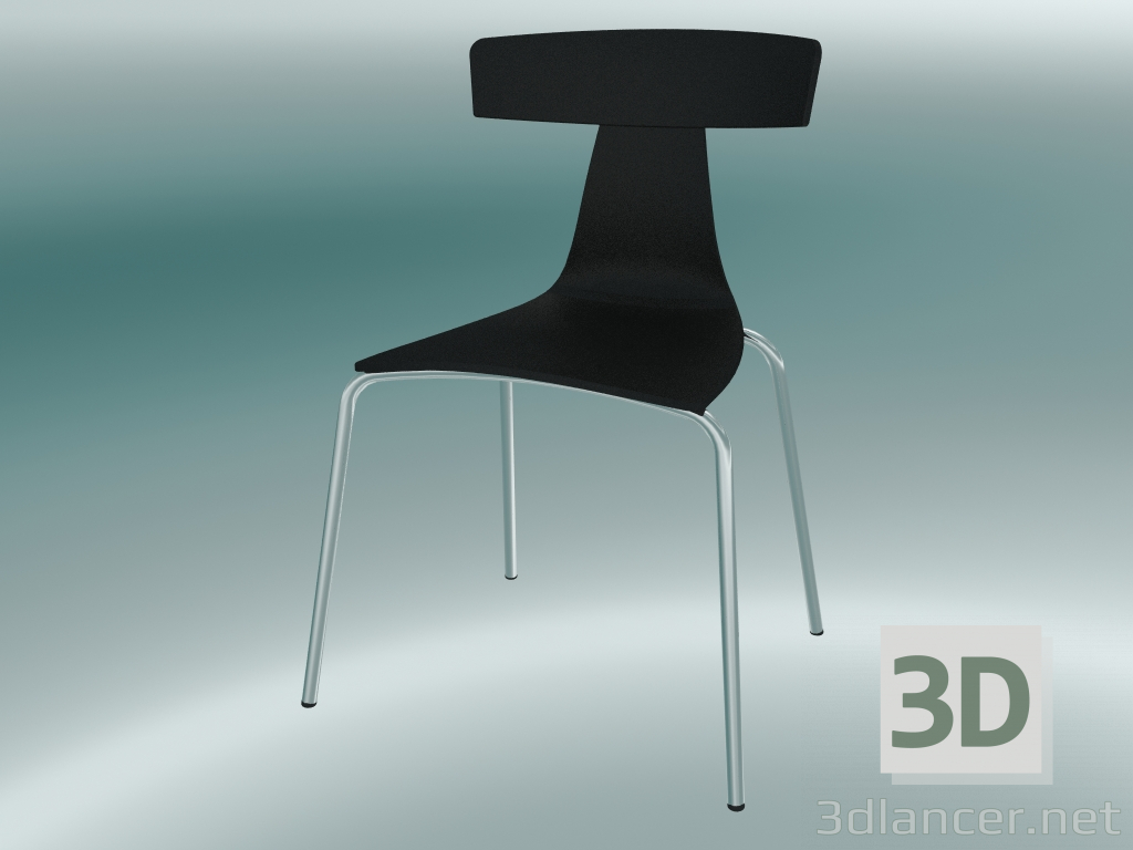 modèle 3D Chaise empilable Chaise en plastique REMO (1417-20, plastique noir, chrome) - preview