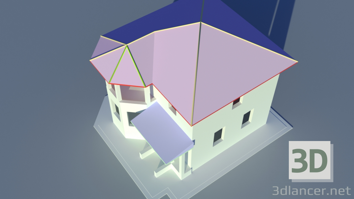 3d model two-storey house - preview