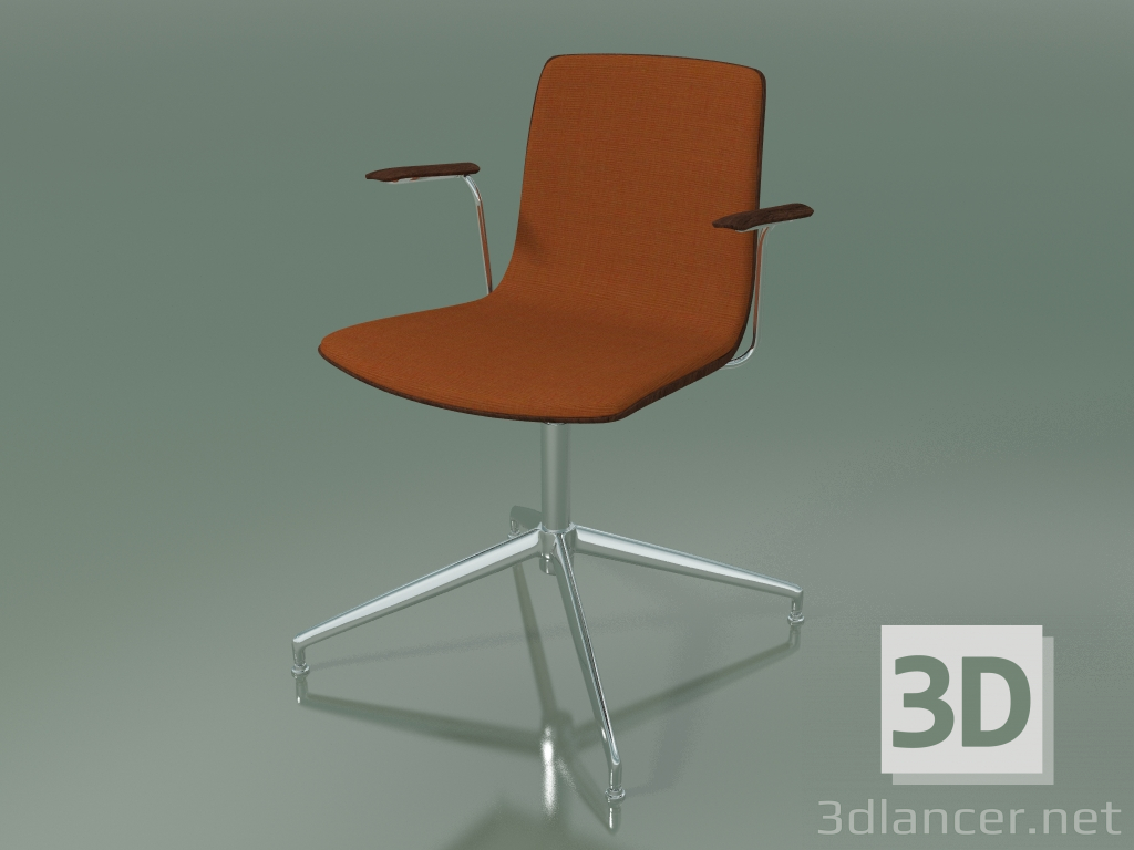 modello 3D Sedia 5911 (4 gambe, girevole, con braccioli, con rivestimento frontale, noce) - anteprima