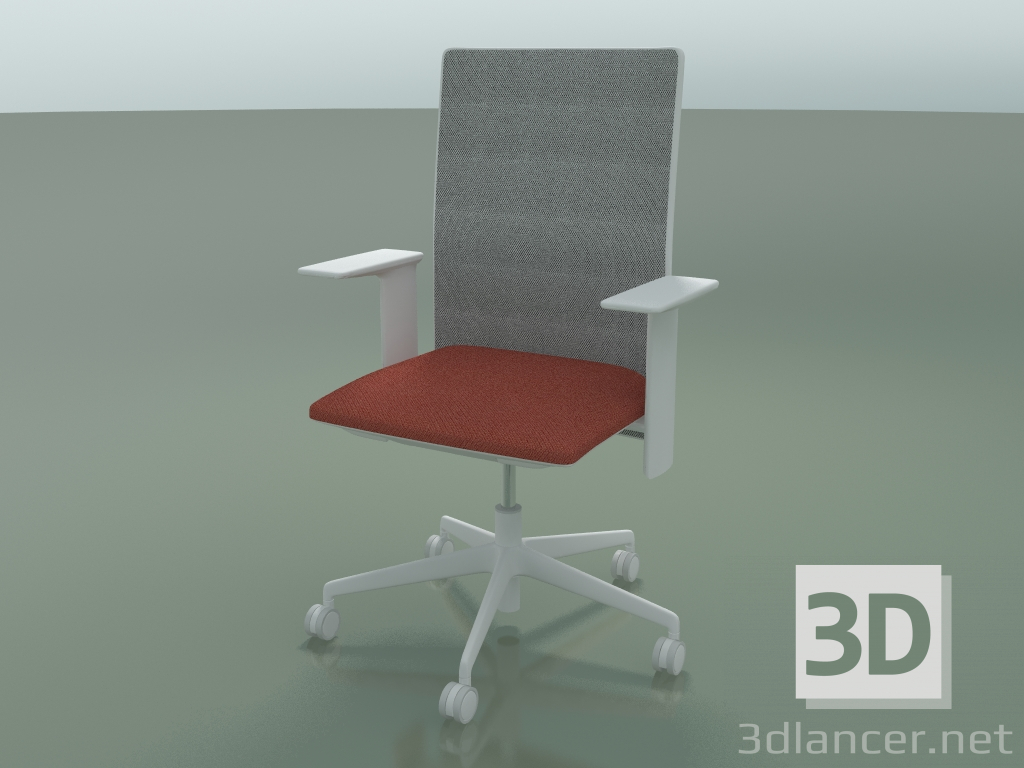 3d model Silla con respaldo alto 6502 (5 ruedas, con malla, reposabrazos 3D estándar ajustable, V12) - vista previa