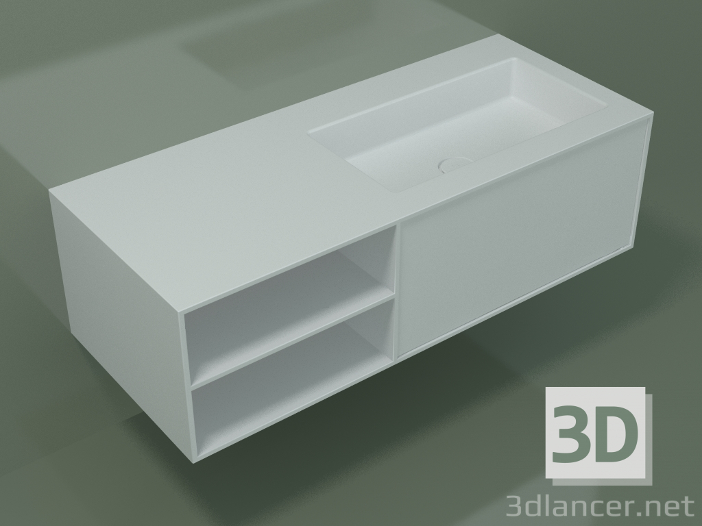 modèle 3D Lavabo avec tiroir et compartiment (06UC724D2, Glacier White C01, L 120, P 50, H 36 cm) - preview