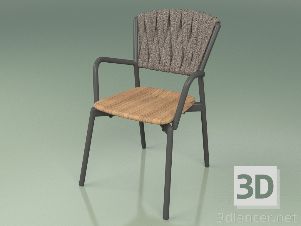 3d model Silla 221 (Metal Ahumado, Teca, Cinturón Acolchado Gris-Arena) - vista previa