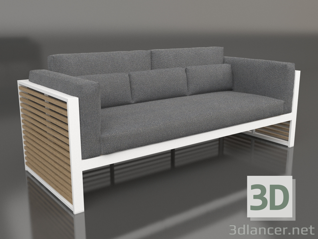 Modelo 3d Sofá de 3 lugares com encosto alto (Branco) - preview