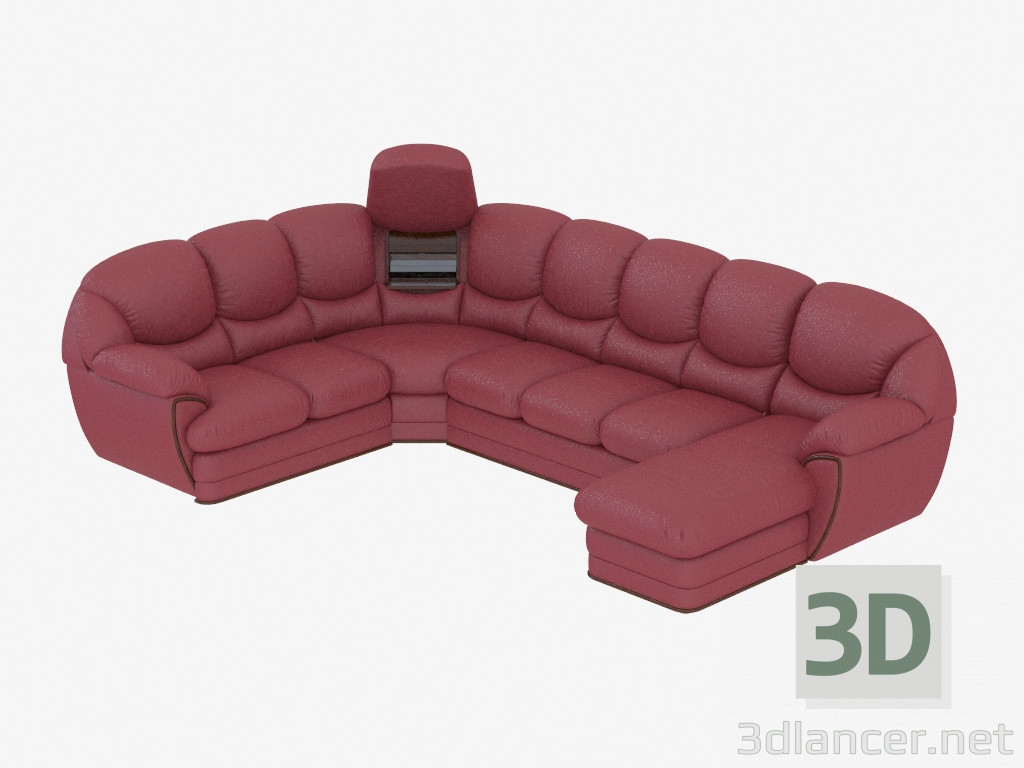 3d model sofá de la esquina modular de cuero - vista previa