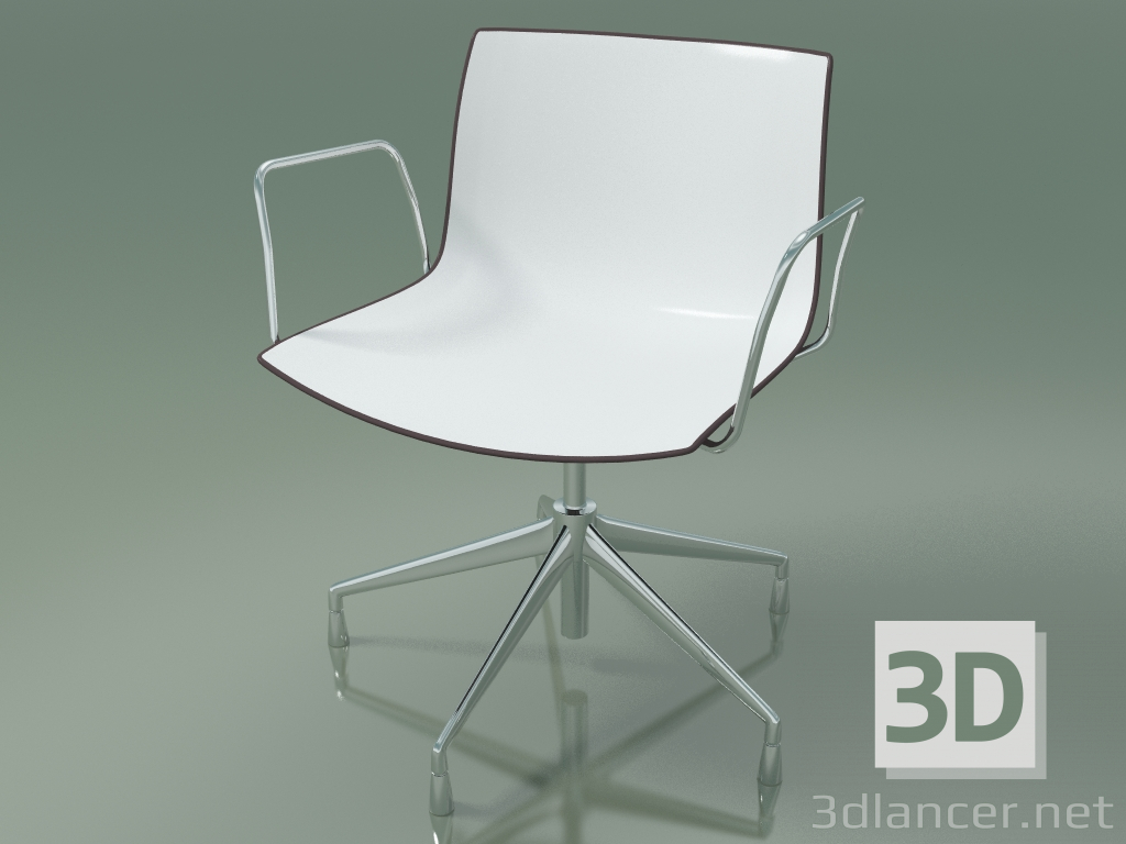 3d model Silla 0233 (5 patas, con reposabrazos, cromo, polipropileno bicolor) - vista previa