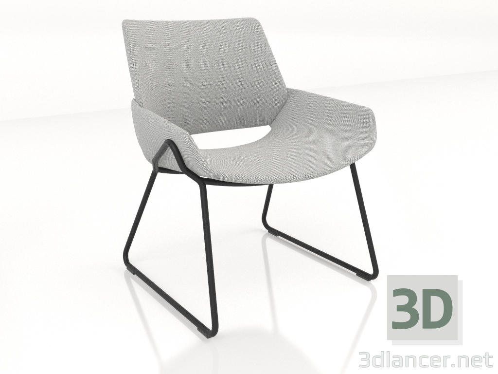 3d model Sillón sobre patines de metal. - vista previa