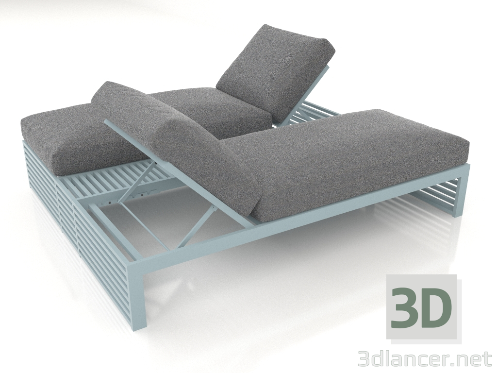 Modelo 3d Cama de casal para relaxar (azul cinza) - preview