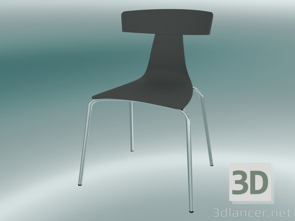 3d model Silla apilable Silla de plástico REMO (1417-20, plástico basalto gris, cromo) - vista previa