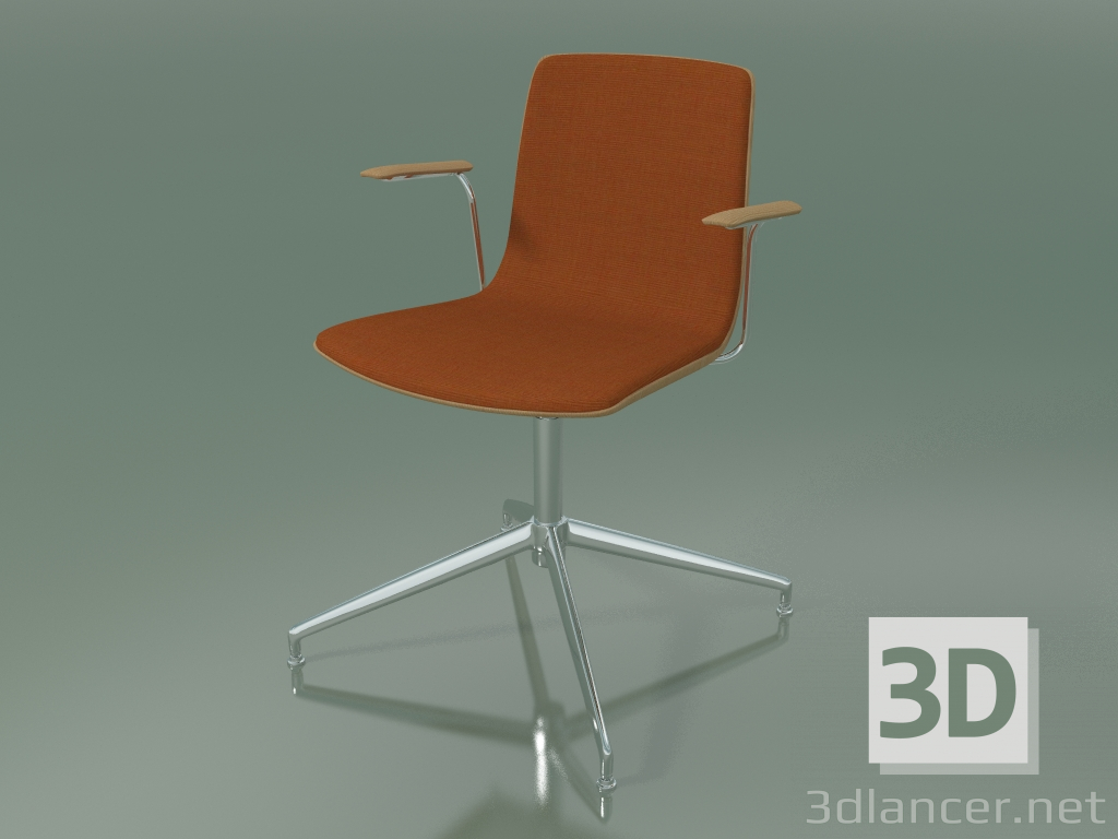 3d model Silla 5911 (4 patas, giratoria, con reposabrazos, con tapizado delantero, roble) - vista previa