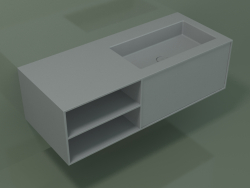 Washbasin with drawer and compartment (06UC724D2, Silver Gray C35, L 120, P 50, H 36 cm)