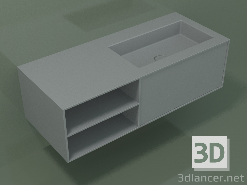 3d model Lavabo con cajón y compartimento (06UC724D2, Silver Grey C35, L 120, P 50, H 36 cm) - vista previa