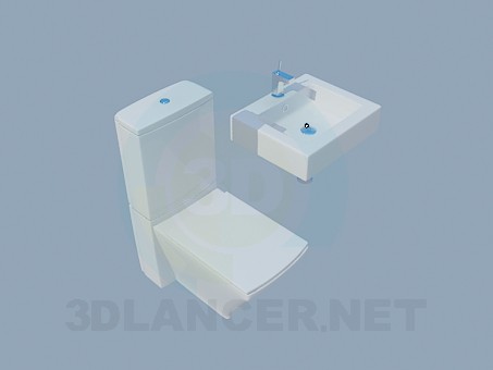 3d model Rectangular toilet and washstand - preview