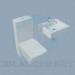 3d model Rectangular toilet and washstand - preview