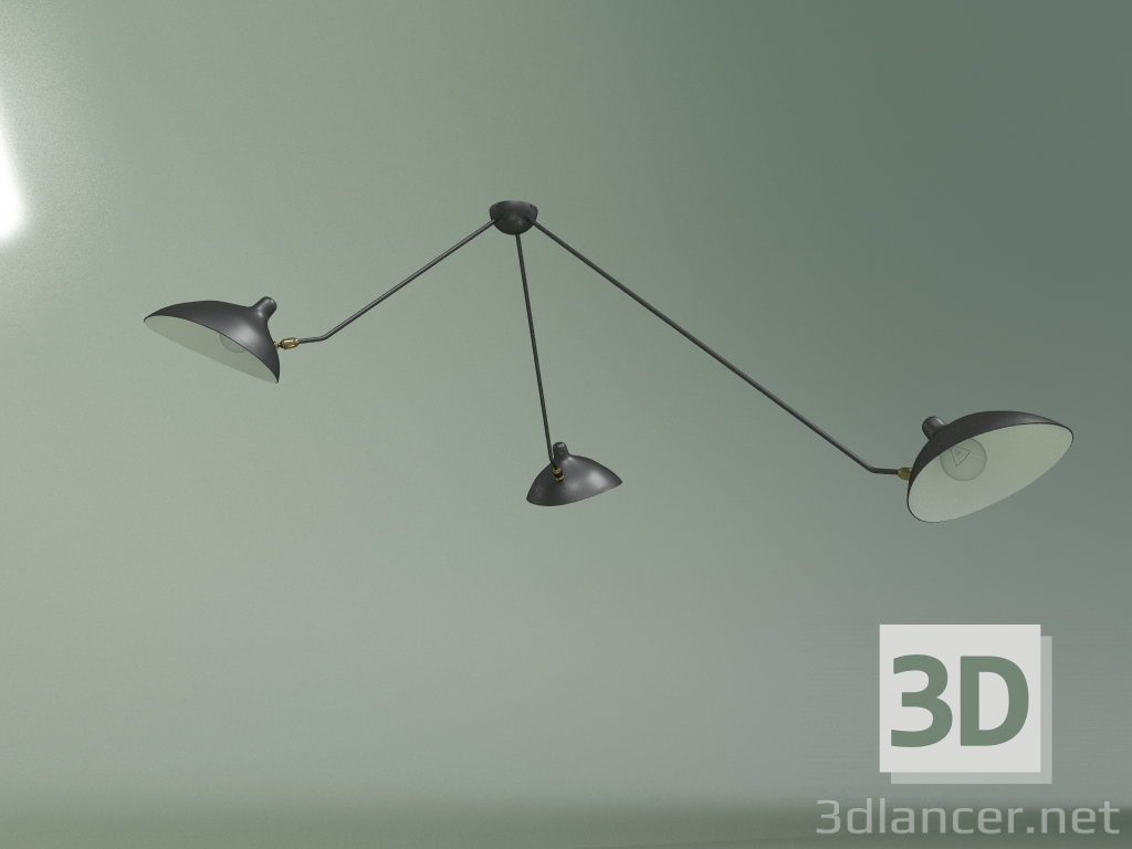 modello 3D Lampada da soffitto Spider 3 lampade (nero) - anteprima