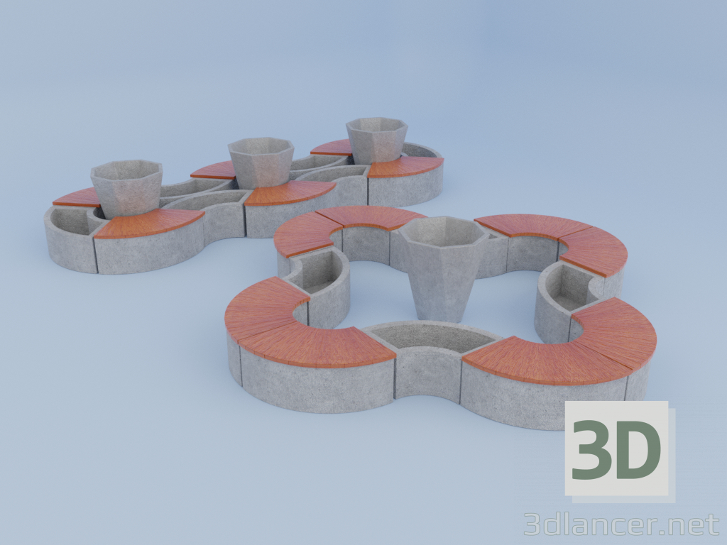 Blumenbeet 3D-Modell kaufen - Rendern