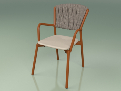 Chaise 221 (Métal Rouille, Polyuréthane Résine Mole, Ceinture Rembourrée Gris-Sable)