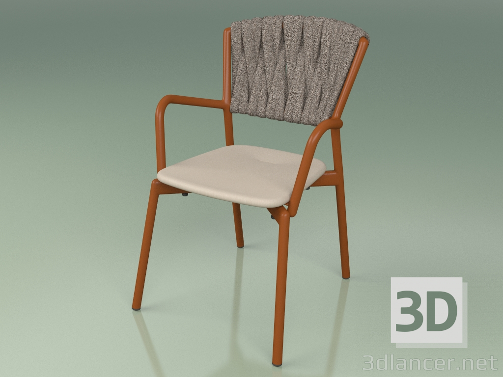 3d model Silla 221 (óxido de metal, topo de resina de poliuretano, cinturón acolchado gris-arena) - vista previa