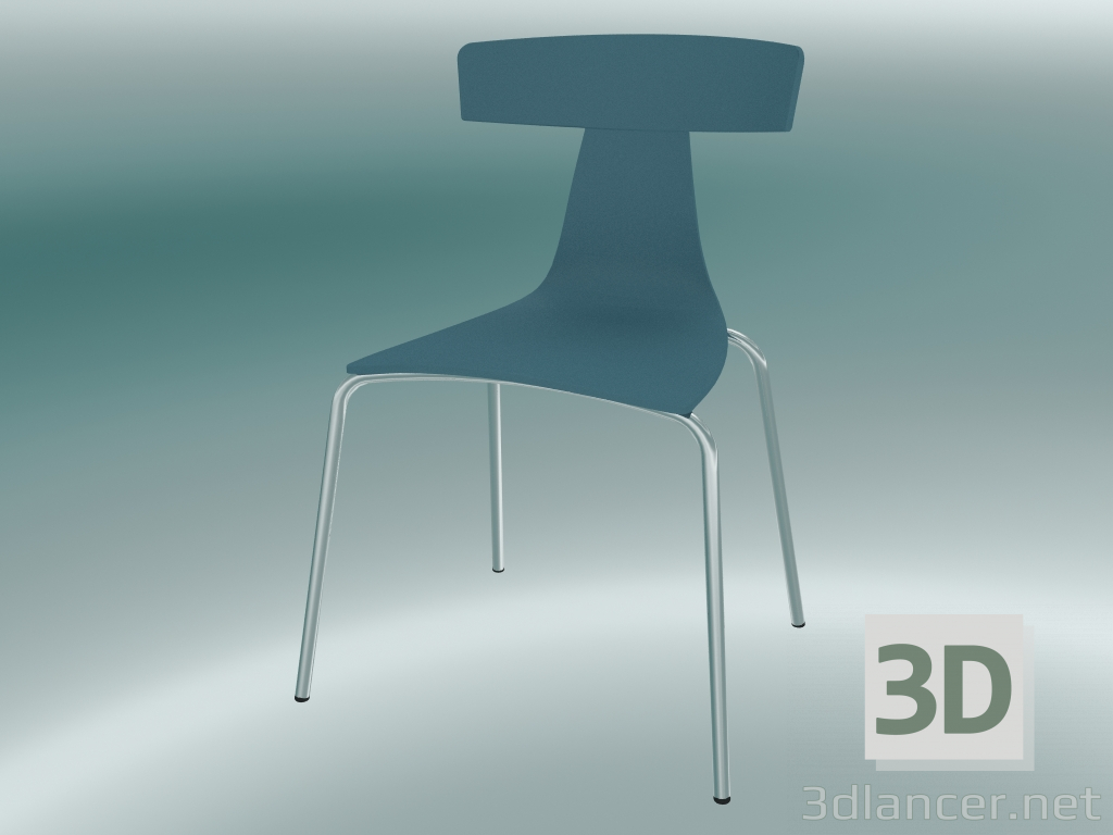 3d model Stackable chair REMO plastic chair (1417-20, plastic avion blue, chrome) - preview