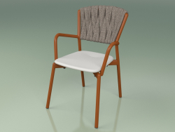 Chaise 221 (Métal Rouille, Résine Polyuréthane Gris, Ceinture Rembourrée Gris-Sable)