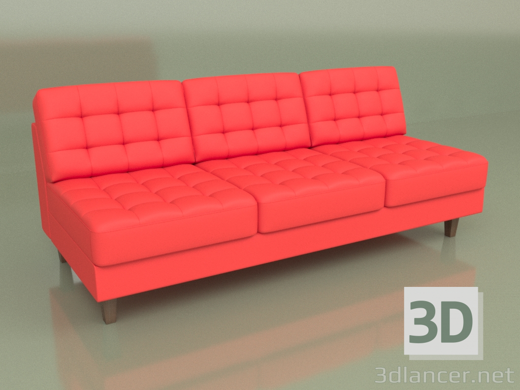 3d model Section three-seater Cosmo (Red leather) - preview