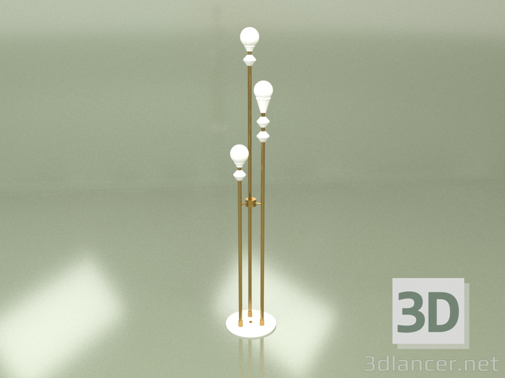 3d model Floor lamp Dome Trio (white brass) - preview