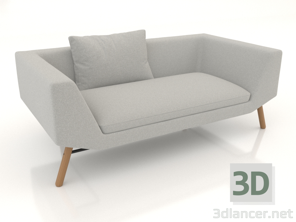 3d model Sofá de 2 plazas (patas de madera) - vista previa