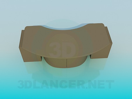 3d model Escritorio curvada - vista previa