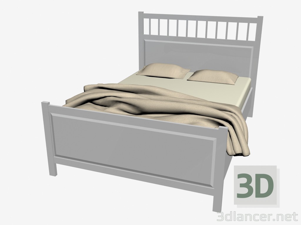 3d model Double bed with mattress - preview